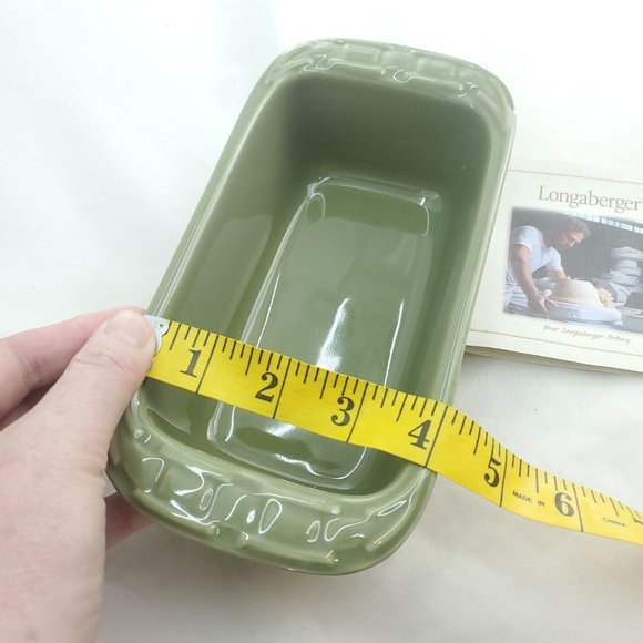 Longaberger 3162060 Sage Woven Traditions Ceramic Glossy Loaf Dish Small - Picture 6 of 10
